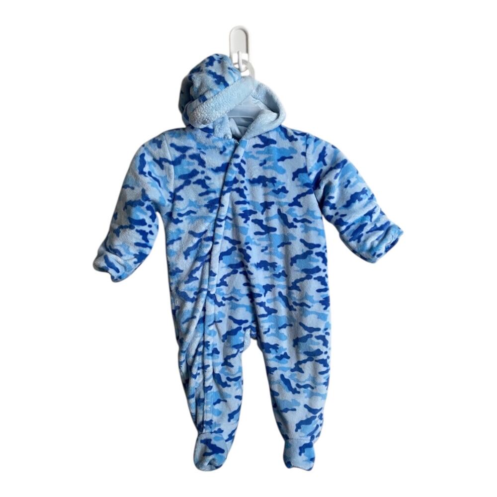 Small Wonders 6-9m Baby Boy Camo Zip Up Fleece Hooded One Piece Snowsuit